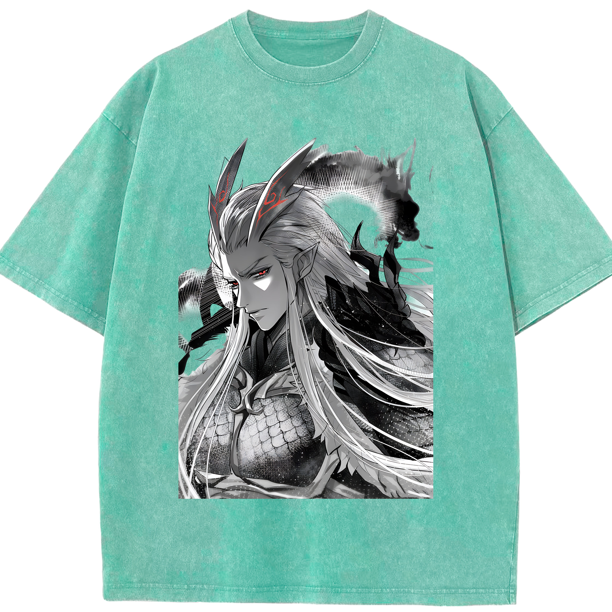 （画像用） Ne Zha 2 ナタ 魔童の大暴れ 綿100% ヴィンテージ風 半袖Tシャツ（フロントプリント）